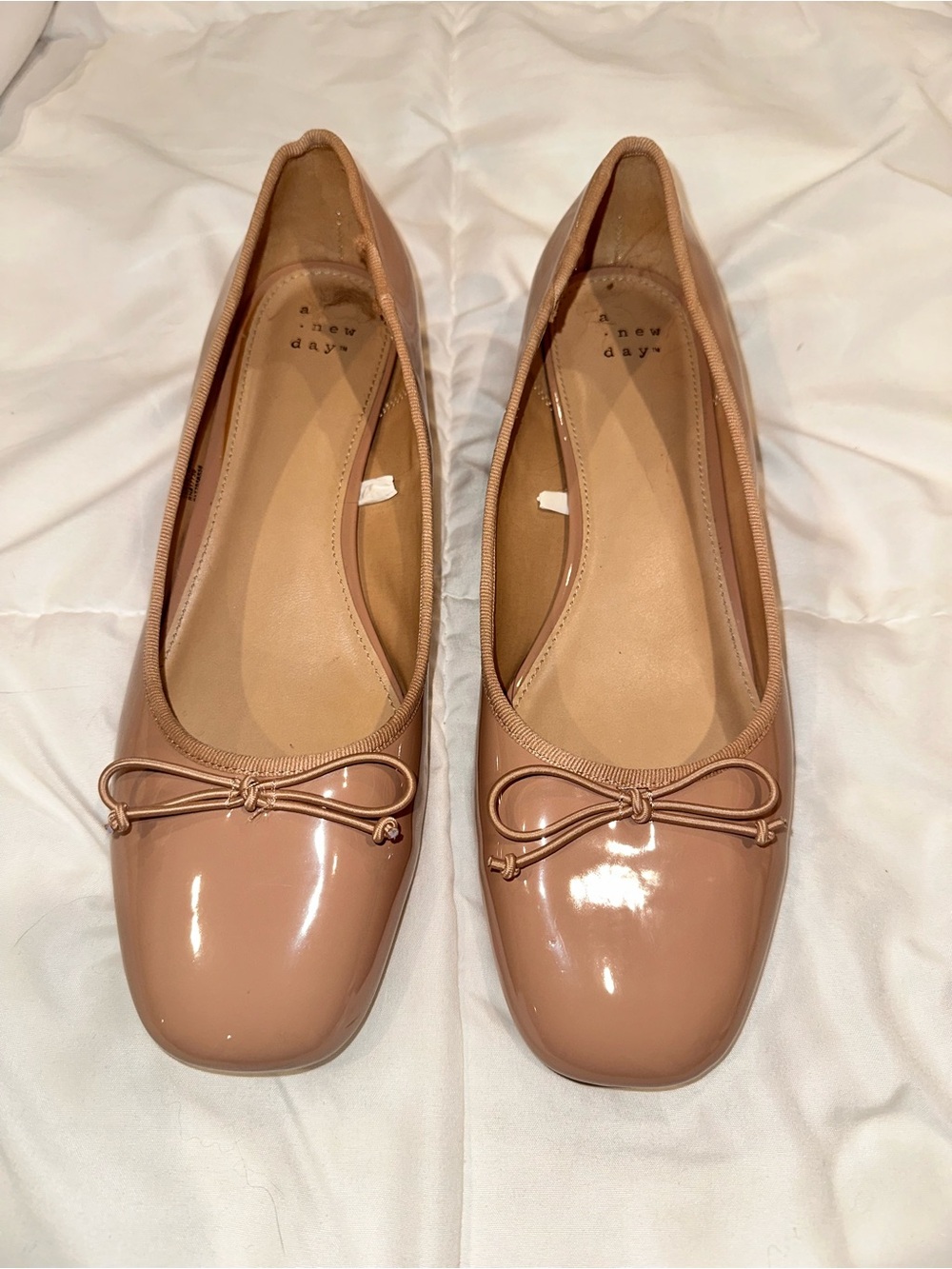 a new day Patent Nude Ballet Flats with Bow Detail